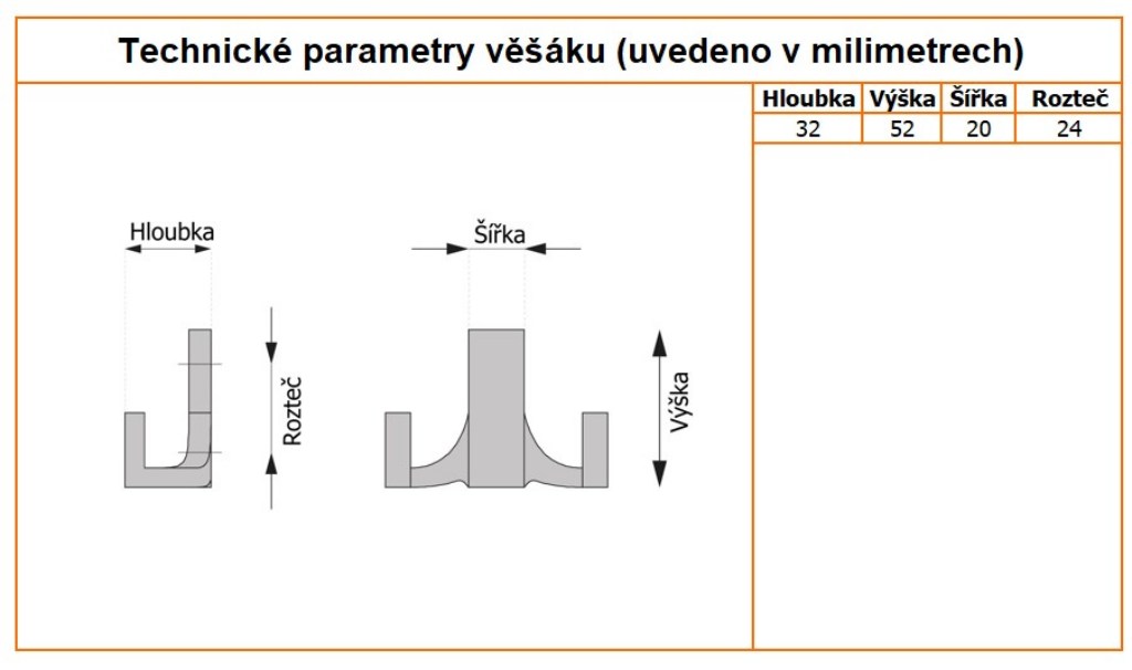 nabytkovy vesak april stredni technicke parametry